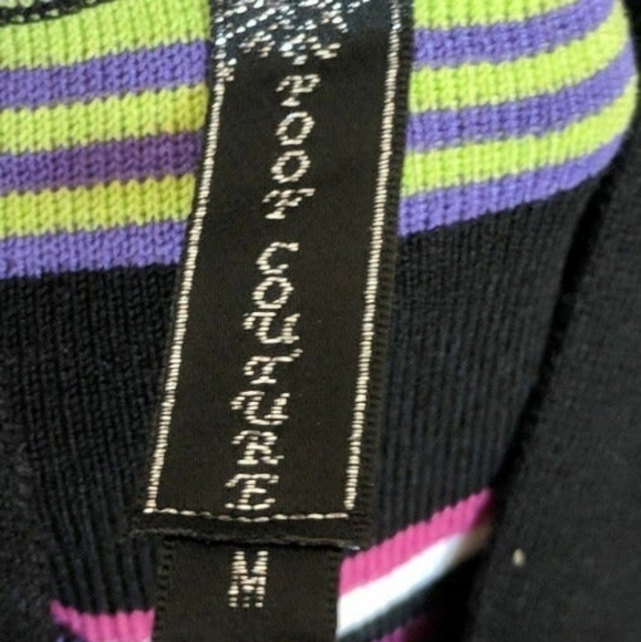 Women's M striped Poof Couture Mini Skirt stretch knit sexy multicolor NeW net - Picture 3 of 3